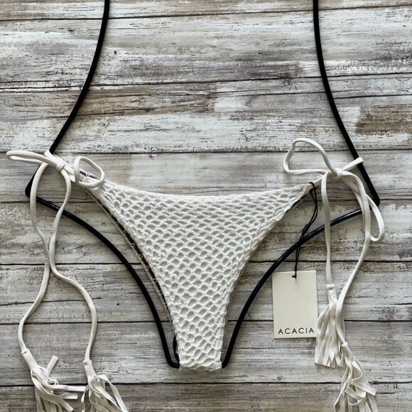 Acacia Swimwear POLIHALE Tie Side Bikini Bottom in Ivory - Picture 1 of 11